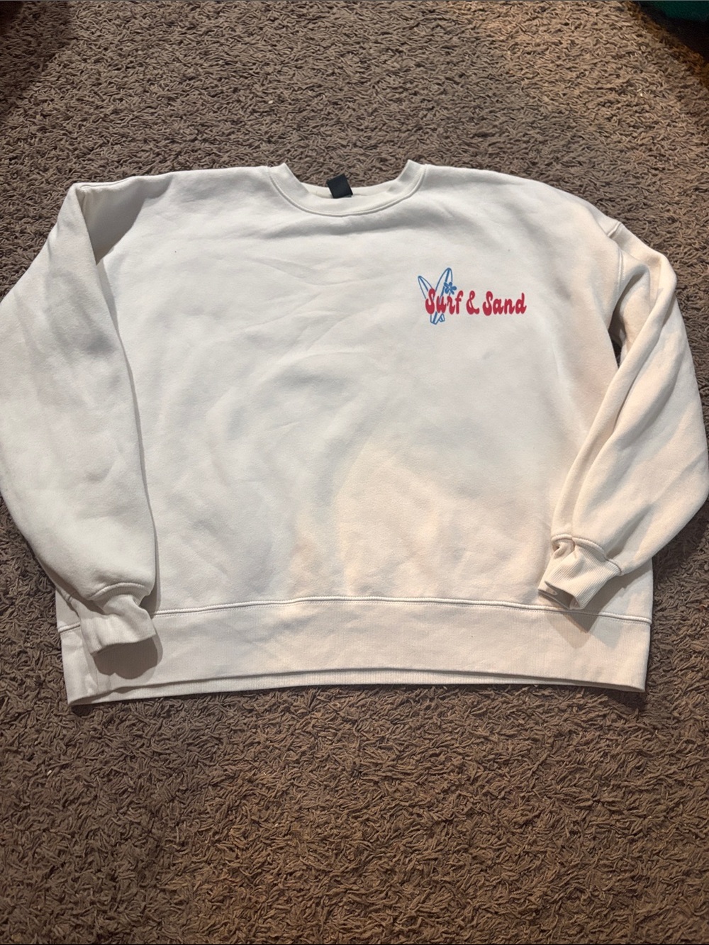 wild fable White Crewneck Sweatshirt with Red & Blue Surf Logo
